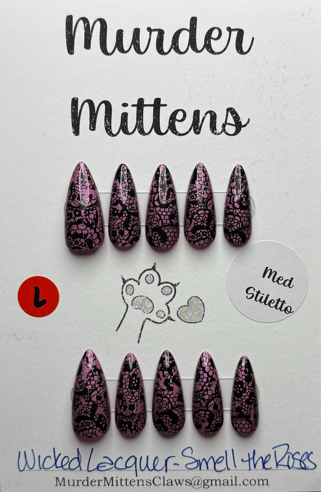 Wicked Lacquer - Smell The Roses; press-on nails