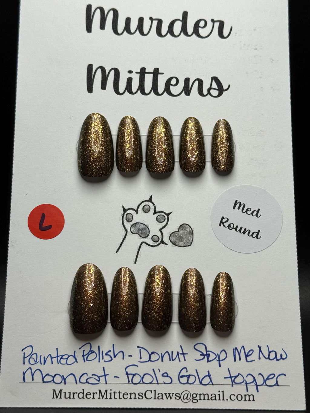 Painted Polish - Donut Stop Me Now AND Mooncat - Fool's Gold; press-on nails