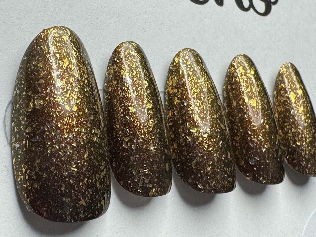 Painted Polish - Donut Stop Me Now AND Mooncat - Fool's Gold; press-on nails