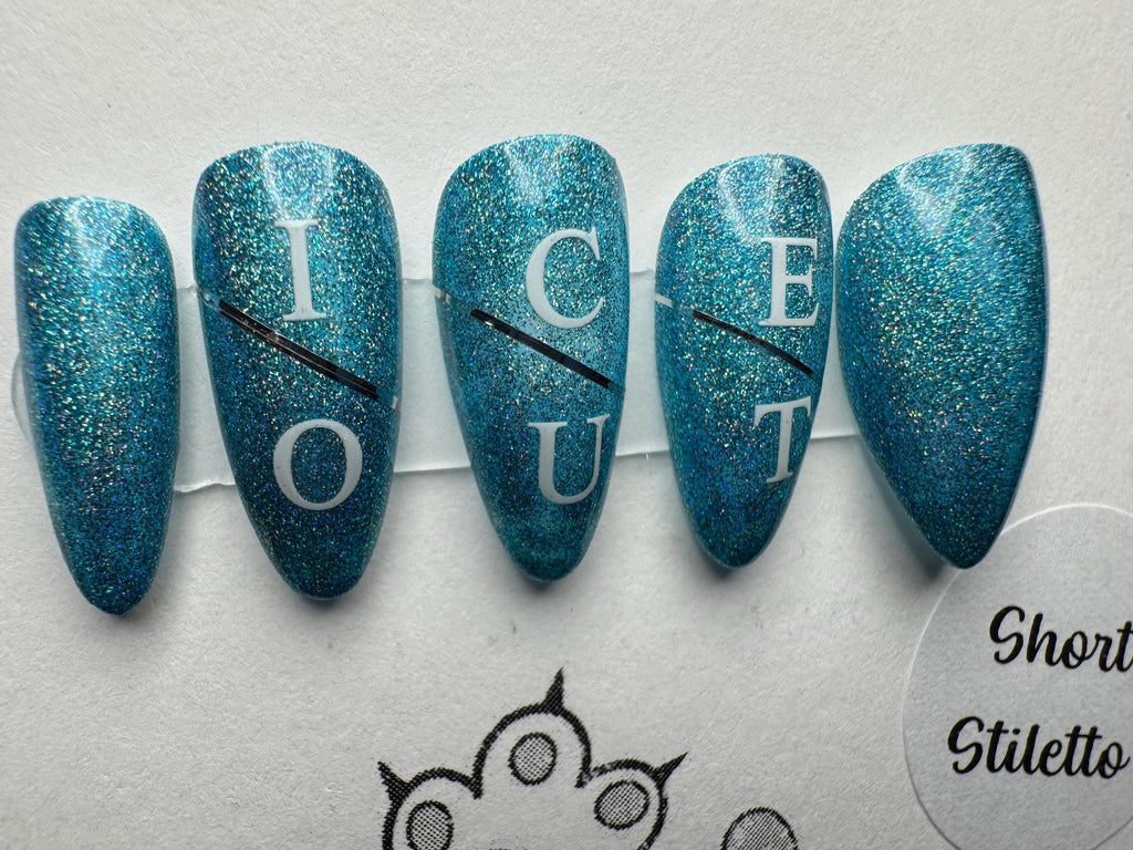 ILNP - Blowing Bubbles; ICE OUT; press-on nails
