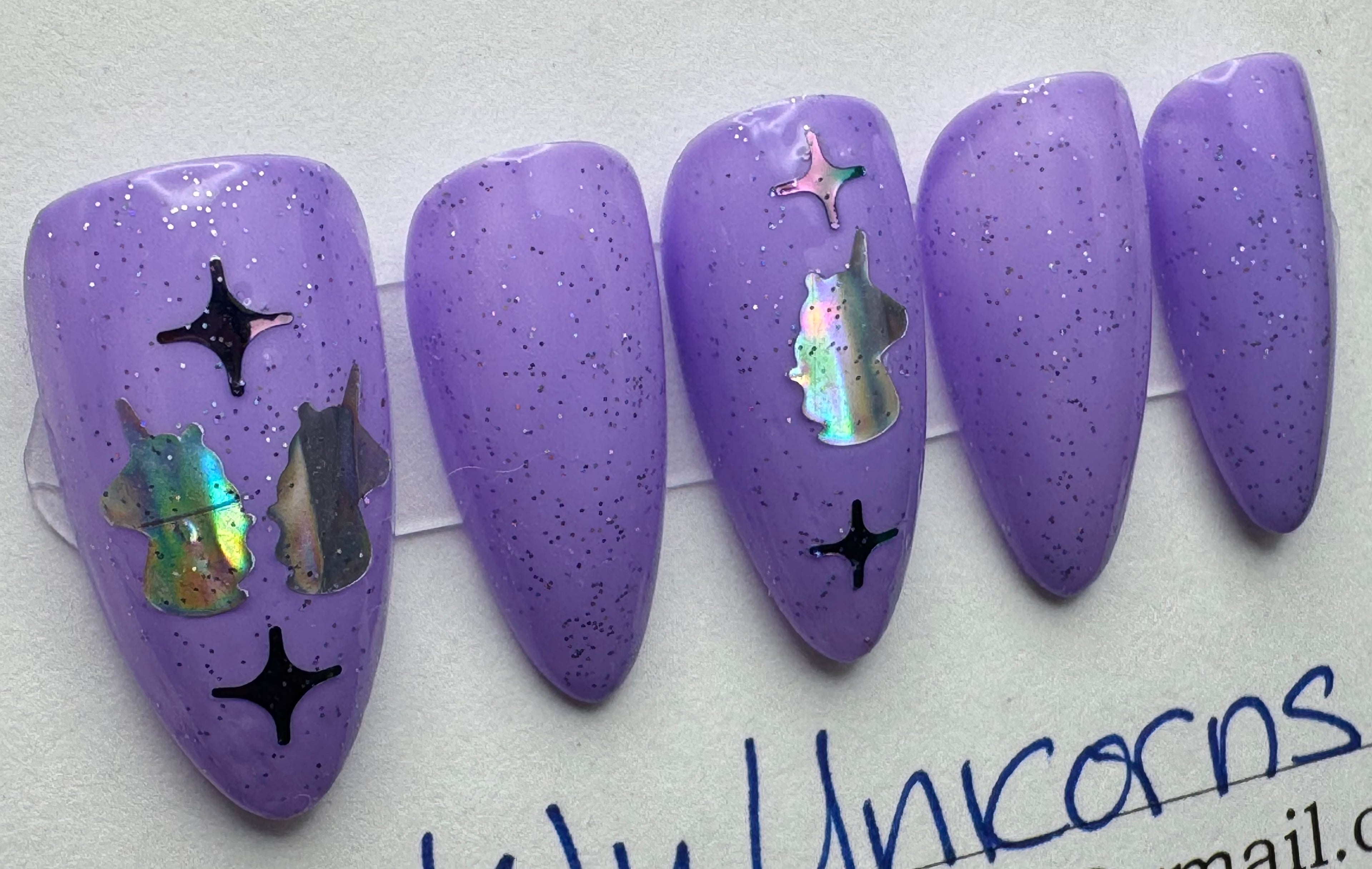 Sparkly Unicorns; press-on nails