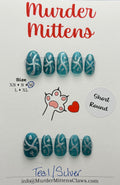 Teal/Silver; press-on nails